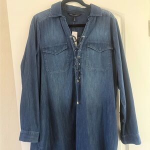 Denim Lace-Up Detail Dress